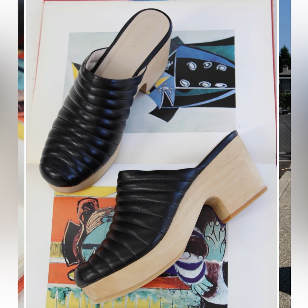 for MAYA - black ribbed clogs, 7